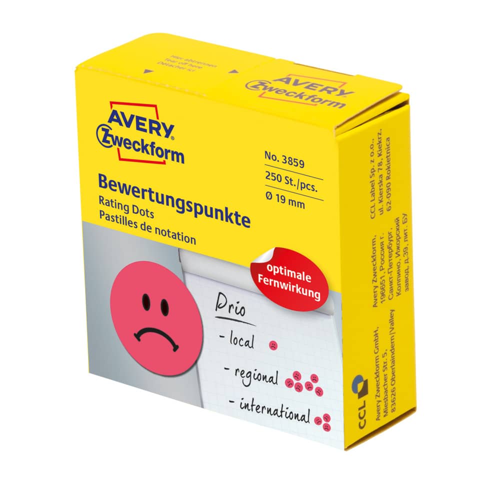 Ratingstifte, Notizen, Punkten, Verpackung, Gelbe Box