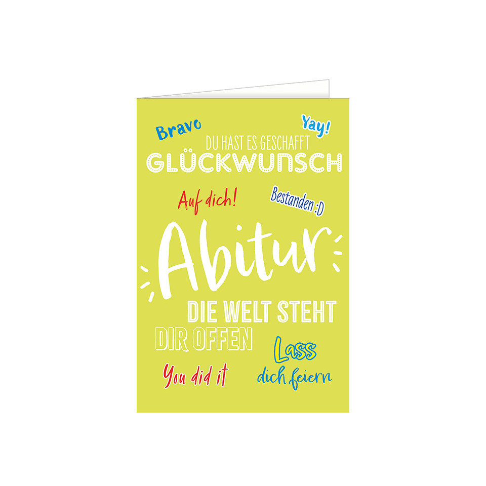 Grußkarte, Abitur, Glückwunsch, Spruchkarte Abi, Spruchkarte