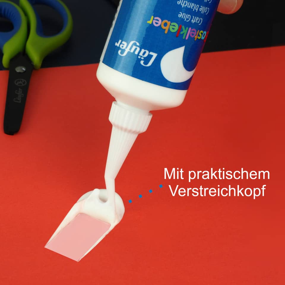 Klebestube, Klebstoff, Schere, Kunststoffkleber, Farbkleber