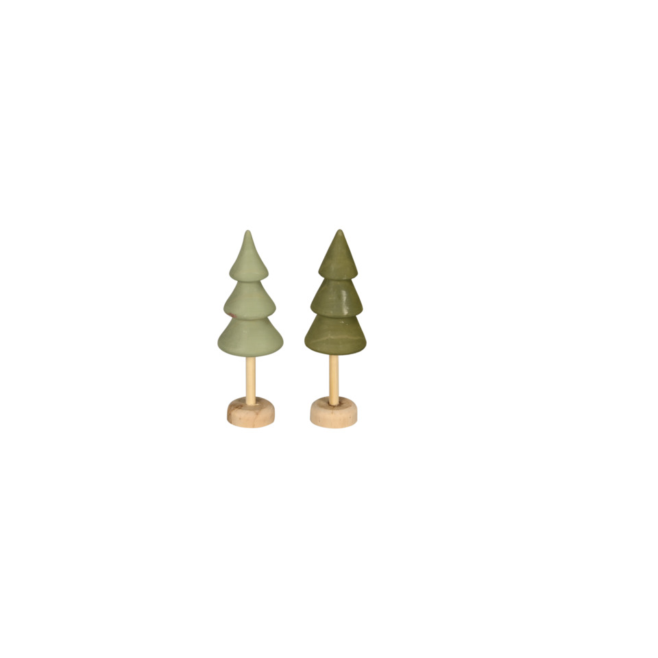 Holz, kleine Bäume, Weihnachtsdeko, Holzstücke, Zweier Set