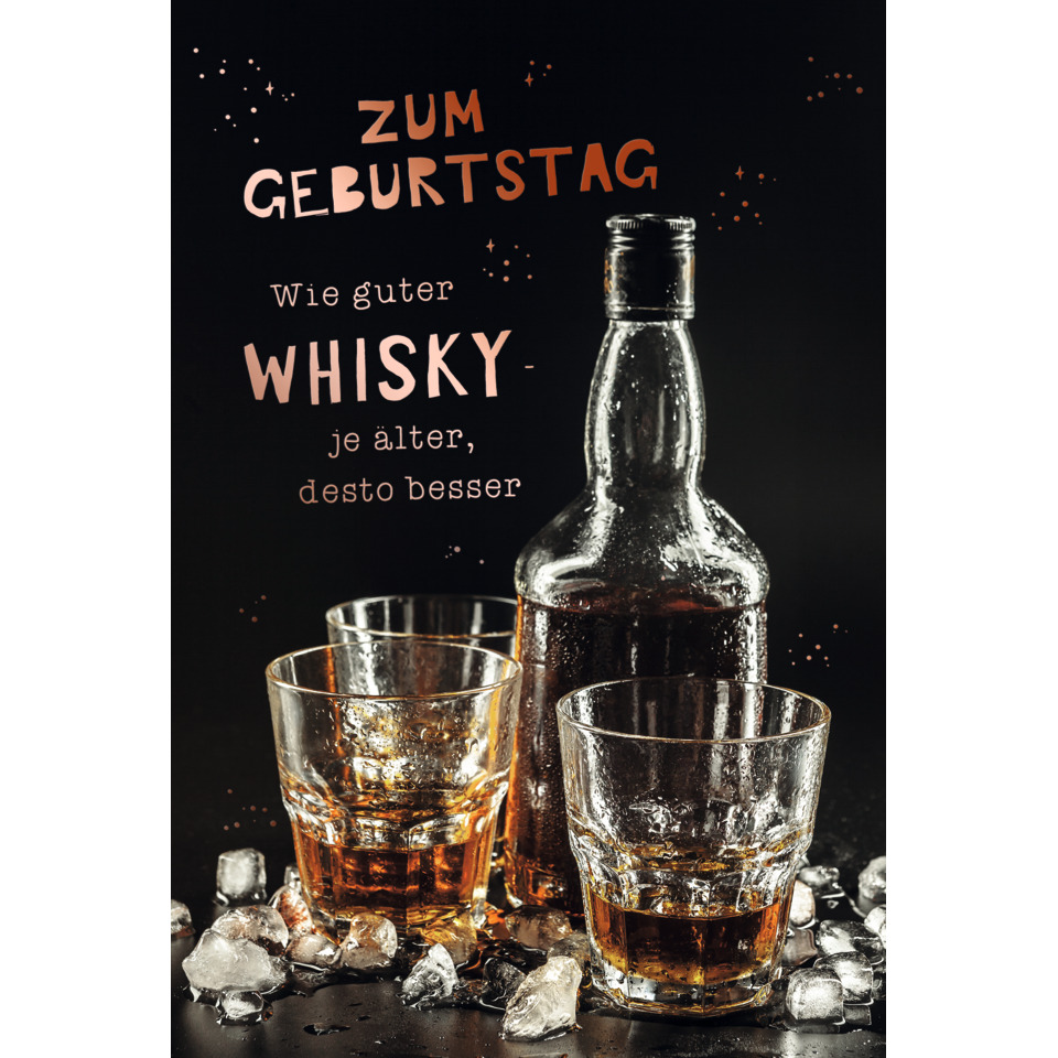 Whisky, Glas, Flasche, Eiswürfel, Bar-Setup