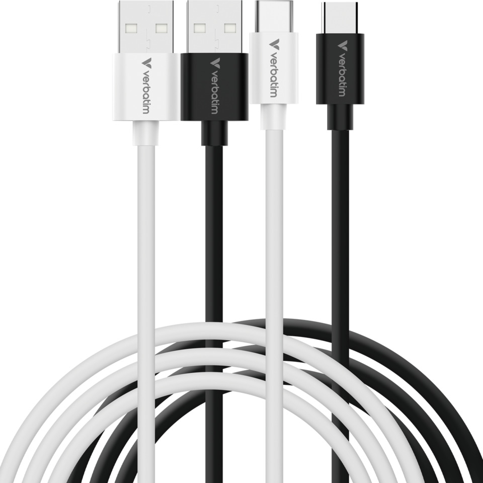 USB-C cable, Ladekabel, Datenkabel, Kabel schwarz/weiß, Verbatim Kabel