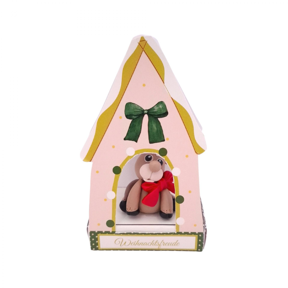 Weihnachtsfigur, Puppenkunst, Wohnaccessoire, Hausform, Rosa
