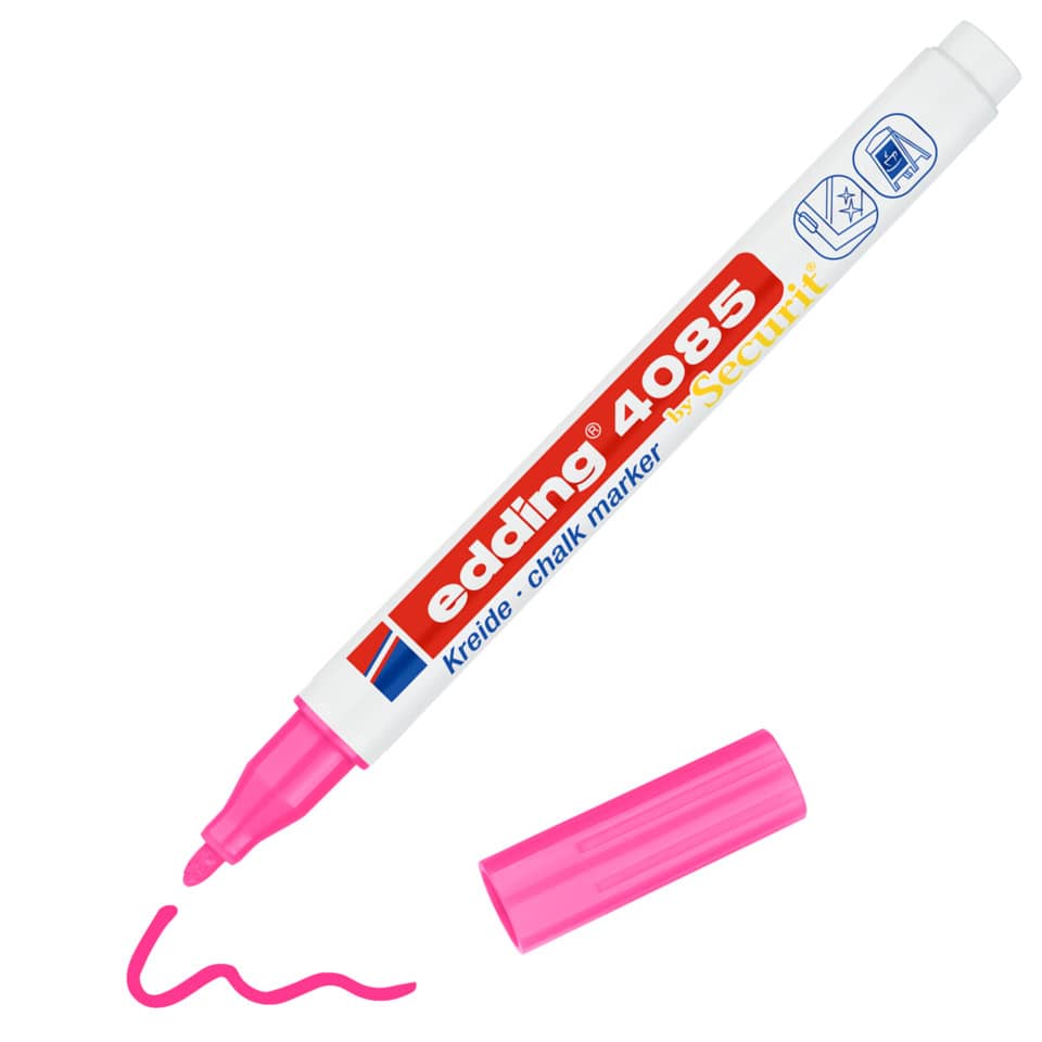 white marker, pink cap, chalk marker, pink ink, eding 4085