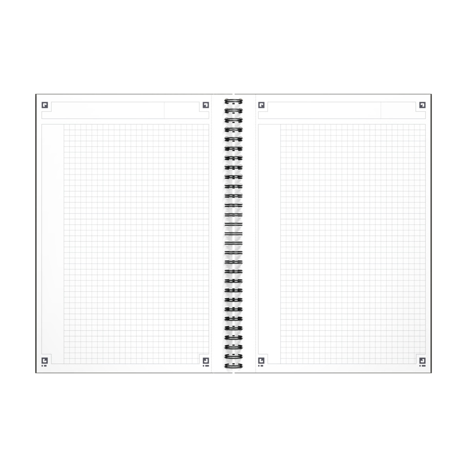 Spiralblock-Notizbuch, Notizbuch, Gitterseite, Ringbindung, Leeres Seitenlayout, Notizbuch, Spiralbindung, Gitterseite, Doppelseite, Blanko