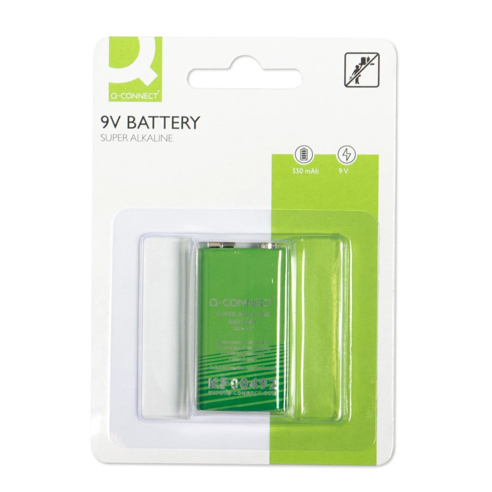 9V Batterie, Super Alkaline, Q-Connect, Batterie, Kastenverpackung