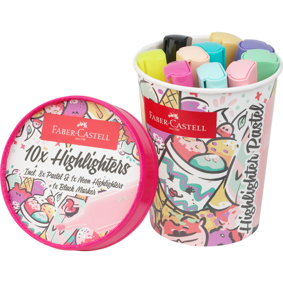 Highlighters, Pastellfarben, Markers, Stiftezubehör, Becher mit Markern