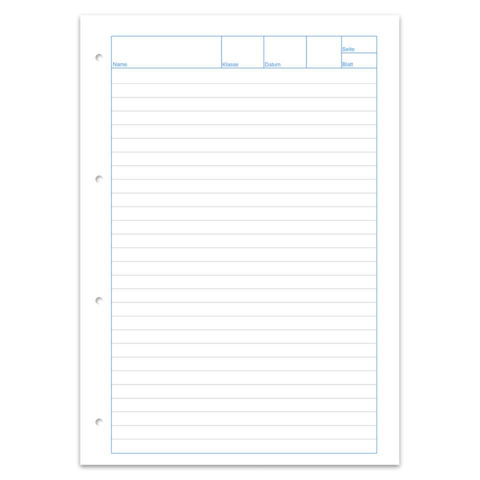 A4-Papier, Lineaturblock, Ordner mit Draht, Lineiertes Papier, Blauer Rand