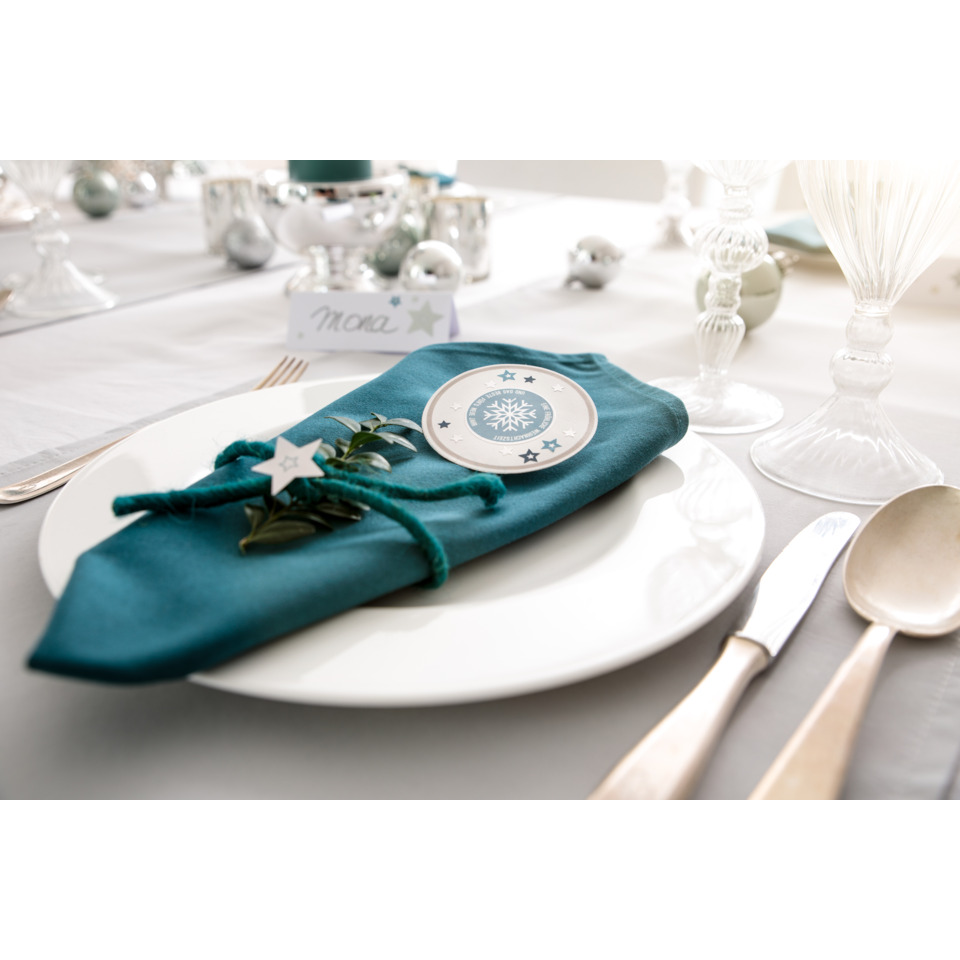 Tellerdecke, Serviette, Tafeldeko, Tealblau, Weihnachtsdeko
