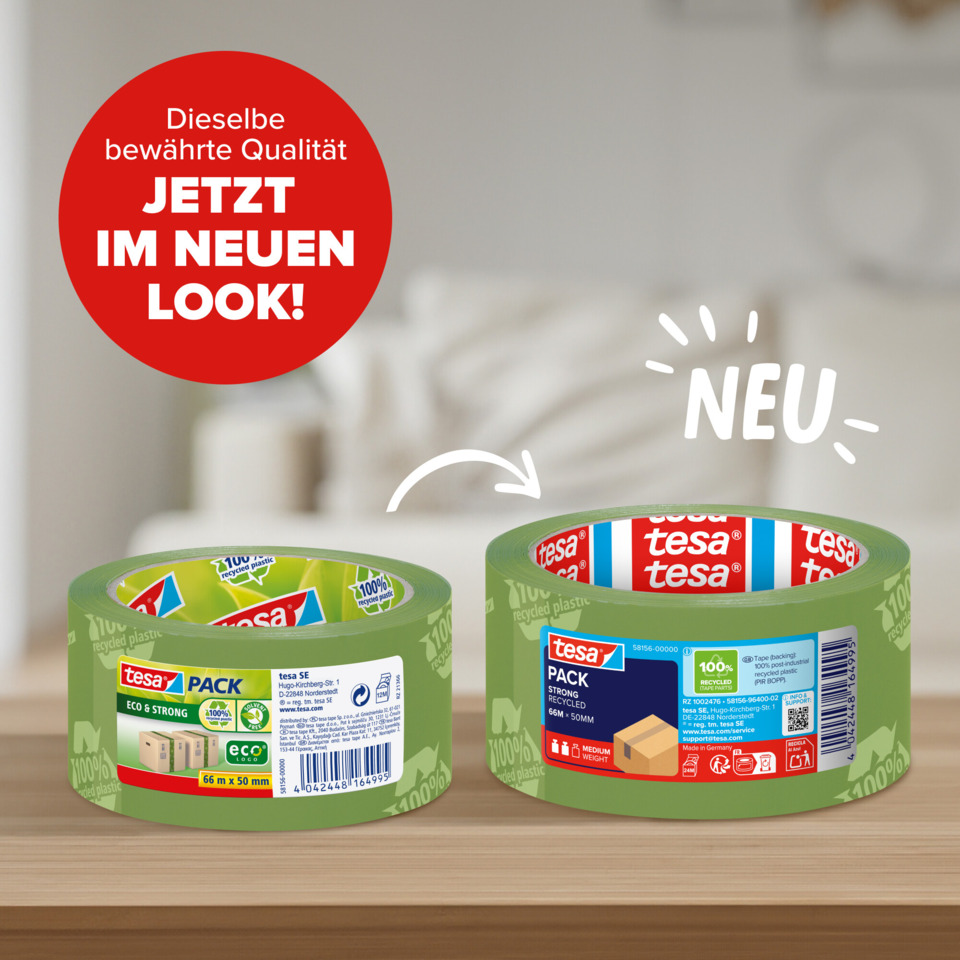 Klebeband, Masking Tape, Recyceltes Plastik, Grün, 2 Rolls