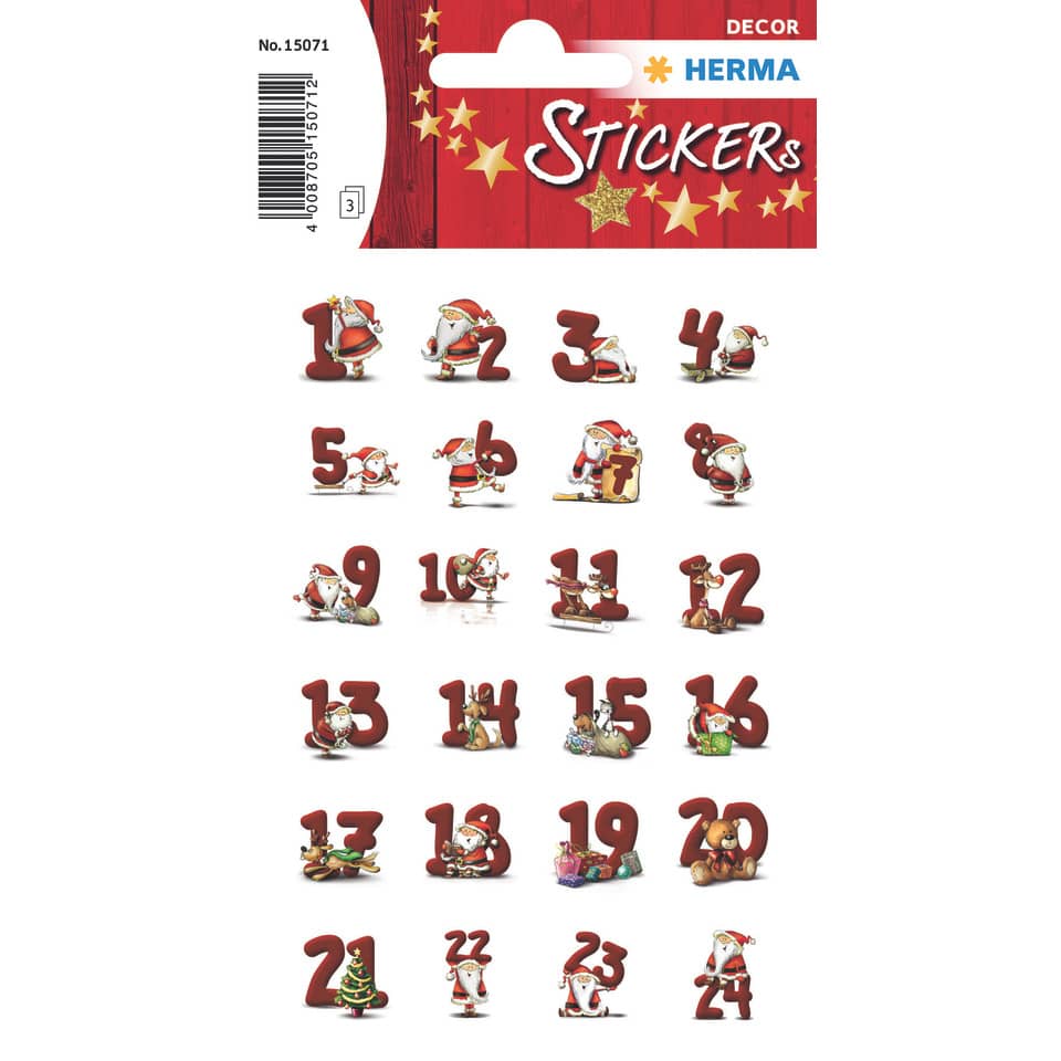 adventskalender, aufkleber, kalender, weihnachtsmann, zahlen