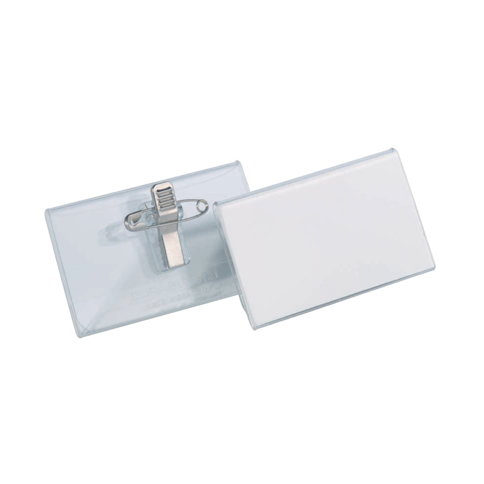 Namensschild mit Kombiklemme, 75 x 40 mm, transparent, Acryl, 25 Stück DURABLE 8121 19 Namensschild mit Kombiklemme, 75 x 40 mm, transparent, Acryl, 25 Stück DURABLE 8121 19