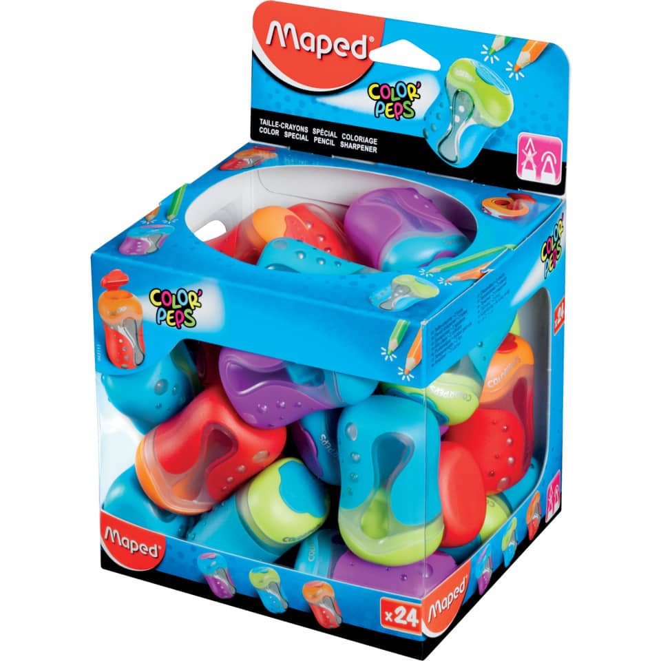 Schleif-/Bleistiftspitzer, Kinder-Bleistiftspitzer, Bunt, Material: Kunststoff, 24er Pack