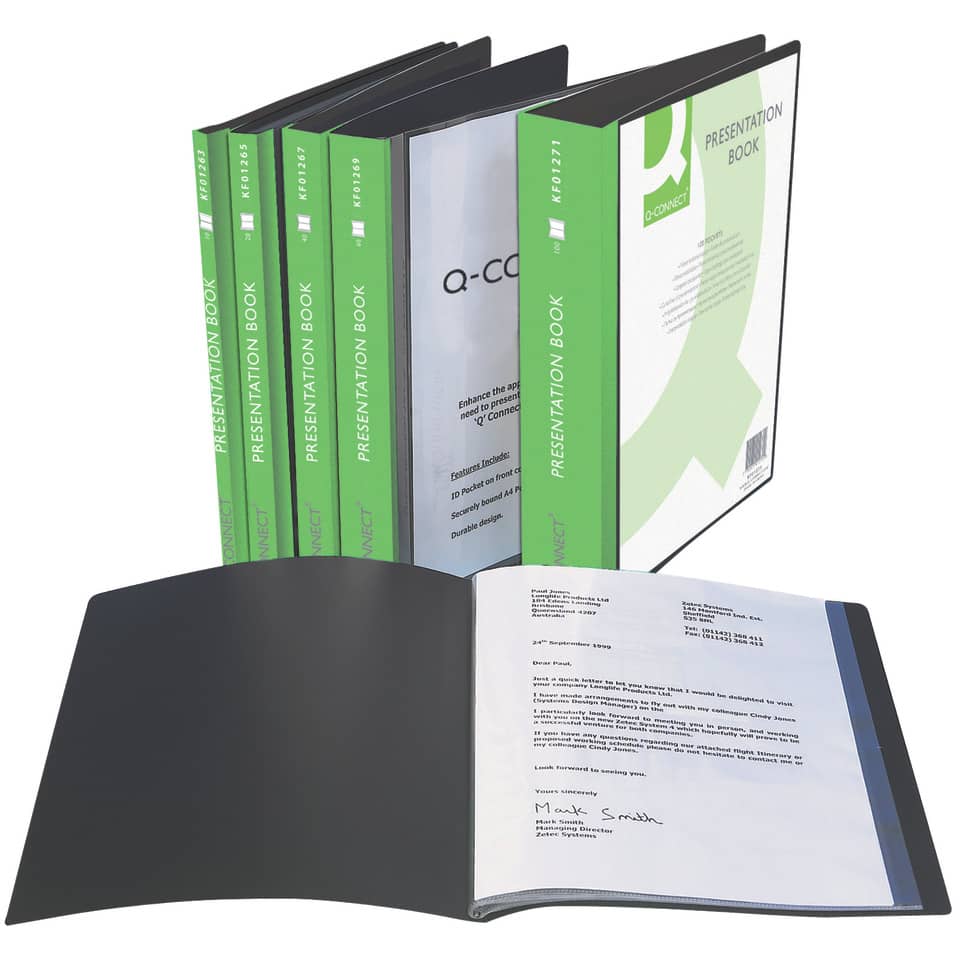 Präsentationsbuch, Ordner, Ringordner, schwarzer Ordner, grüner Rücken