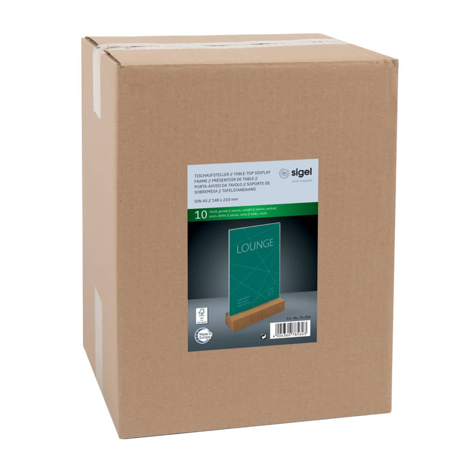 Paketbox, Kartonbox, Tischaufsatz, Lounge-Trennwand, Display-Schilder