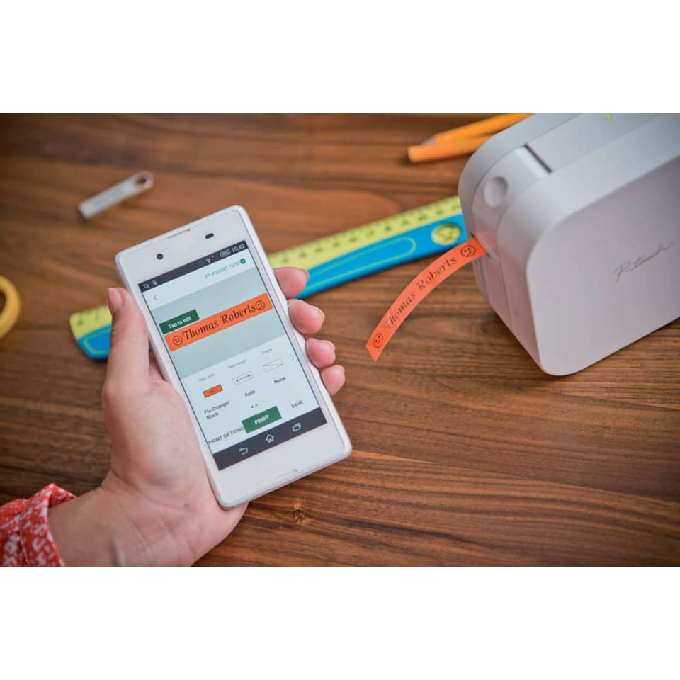 Smartphone, Mobile app, Label printer, Thermal label, Orange label