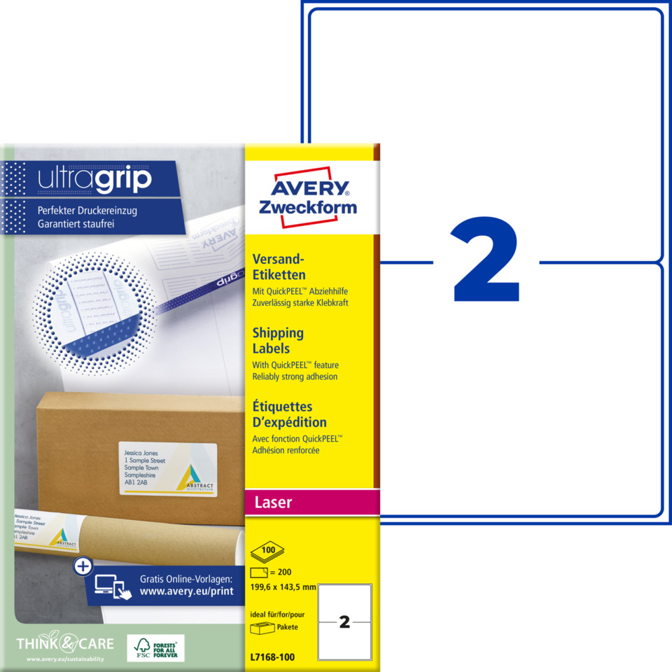 Versandetiketten, Laser, Etiketten, Paketversand, Avery