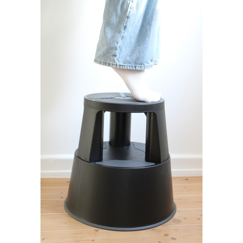 Stool, Stufenhocker, Schwarz, Kunststoff, Sitzfläche