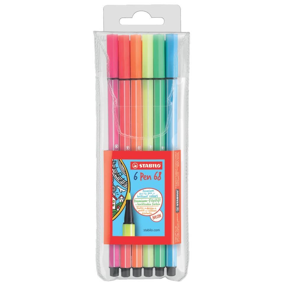 Marker pens, Filzstift, Neonfarben, 6er-Set, Stabilo