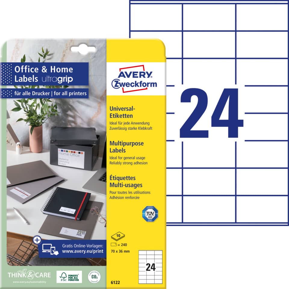 Etiketten, Druckeretiketten, Office-Labels, Mehrzwecketiketten, Beschriftung