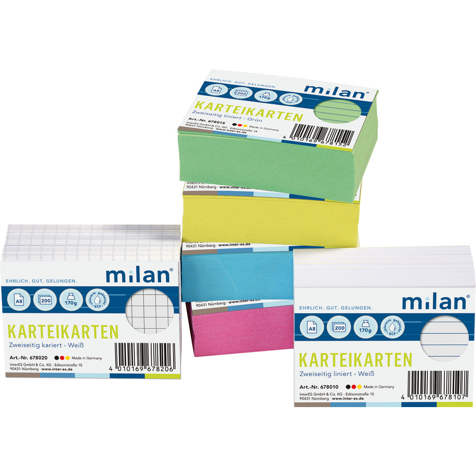 Karten, Karteikarten, Kartenset, Schreibpapier, Mehrfarbig