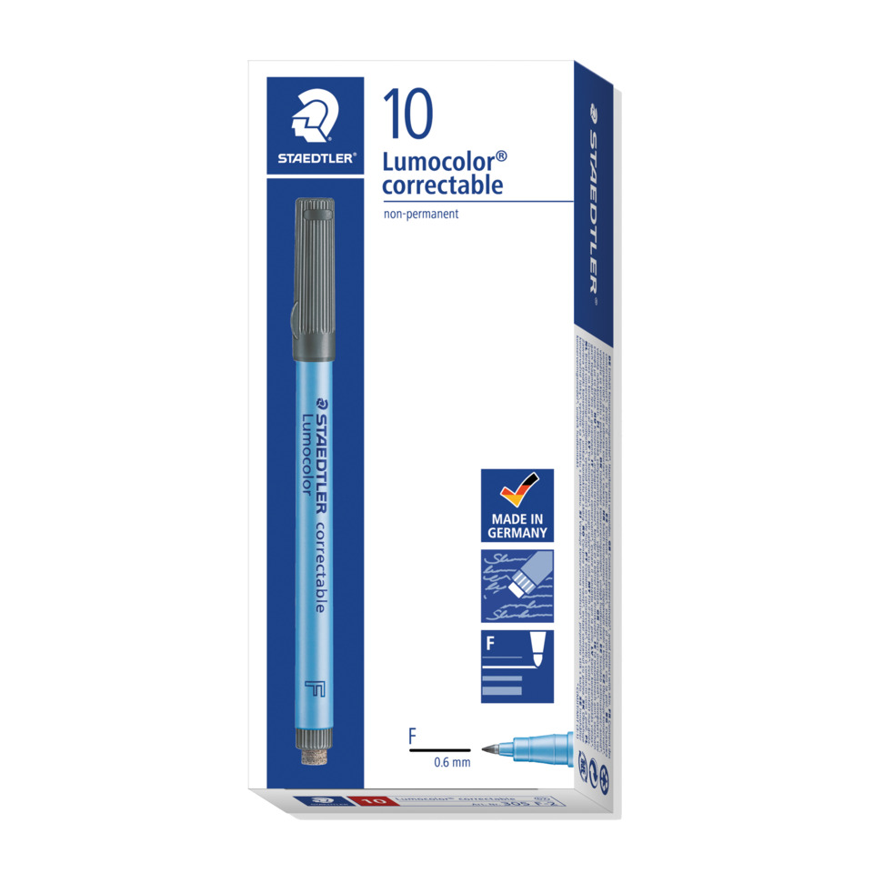 Lumocolor Correctable, Markierungstift, Blauer Stift, Korrekturstift, Made in Germany, Lumincolor Correctable, Marker, Fineliner, Twin-Tip, Made in Germany