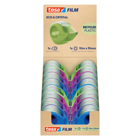 Handabroller Eco & Crystal Mini Dispenser, 1 Rolle 10mx19mm, sortiert TESA 59039-00000-00