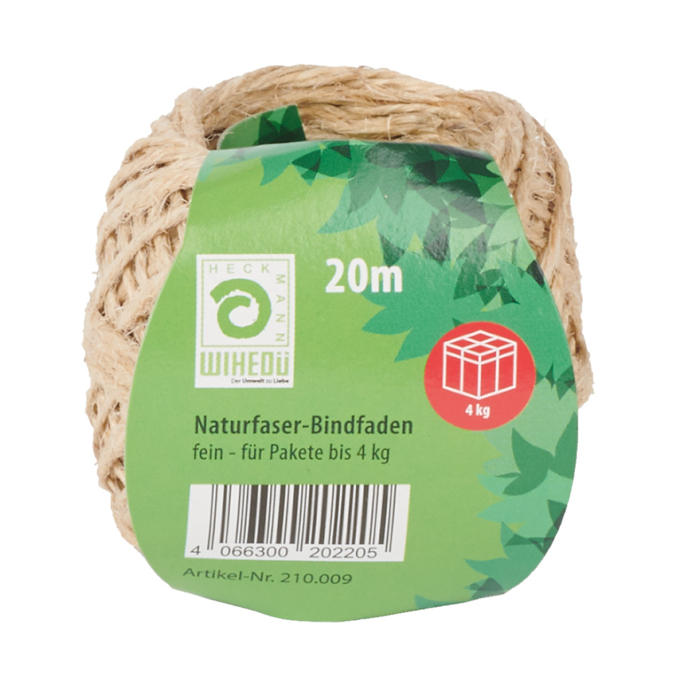 Naturfaser-Bindfaden, Bindfaden, Naturkordel, Jute, 20m