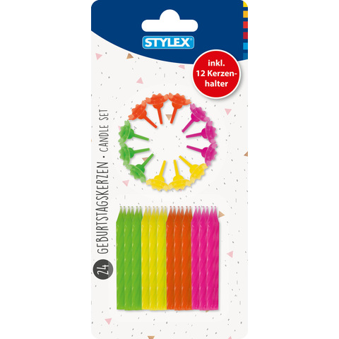 Geburtstagskerzen, 24er Karte STYLEX 10700