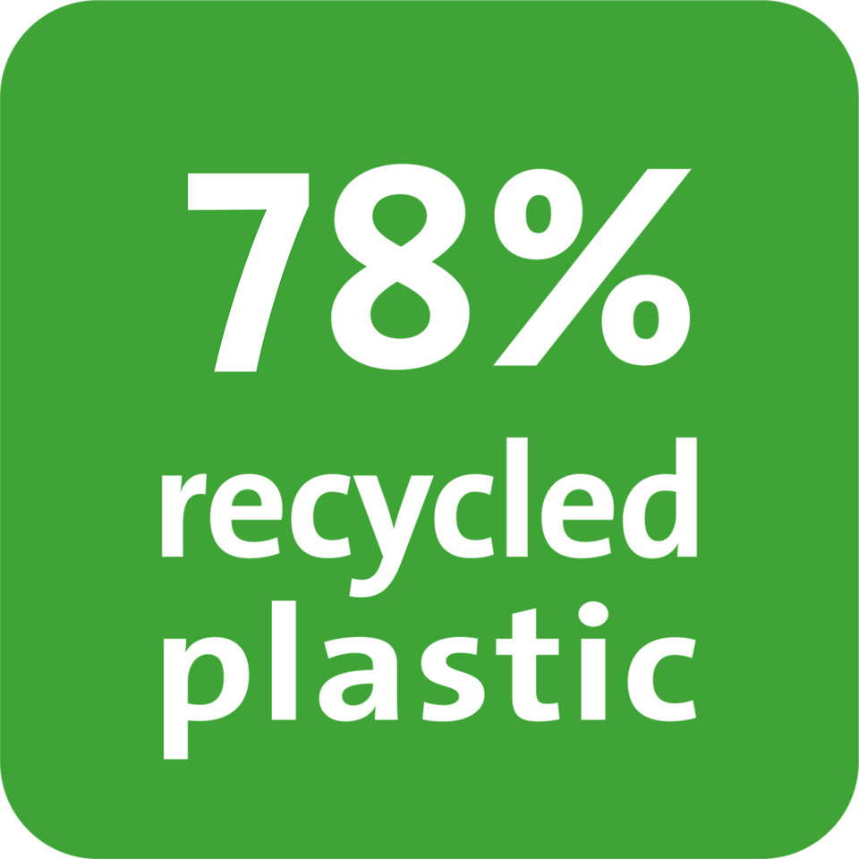  recycling, plastic, 75%, green square, label