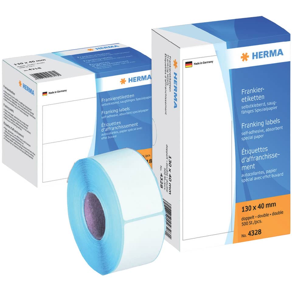 franketiketten, selbstklebendes papier, blaues band, Etikettenrolle, 120 x 40 mm