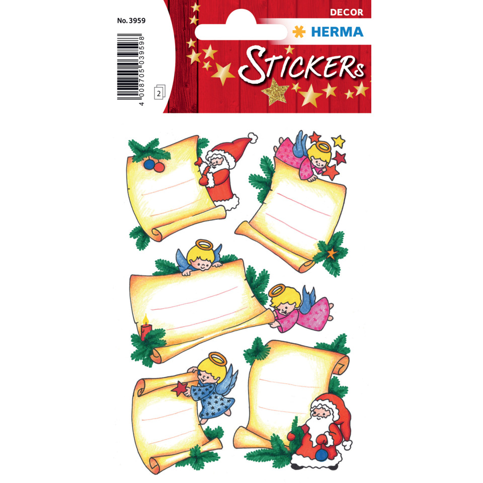 Aufkleber, Weihnachten, Engel, Schriftrolle, Weihnachtsdekoration