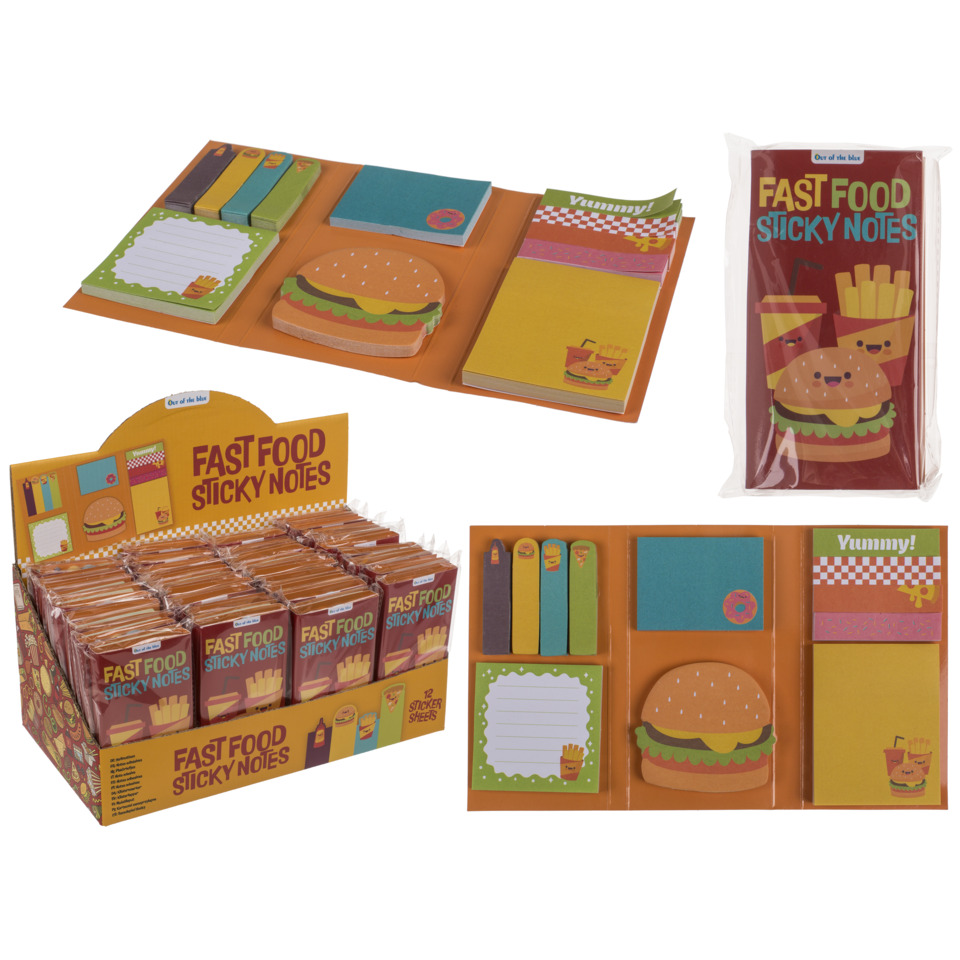 Sticky notes, Notizenset, Burger Notizblöcke, Buntes Schreibwaren, Fast-Food-Design