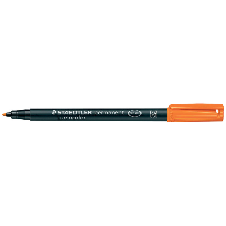 Marker, Permanent, Lumocolor, Orangene Kappe, Feiner Strich