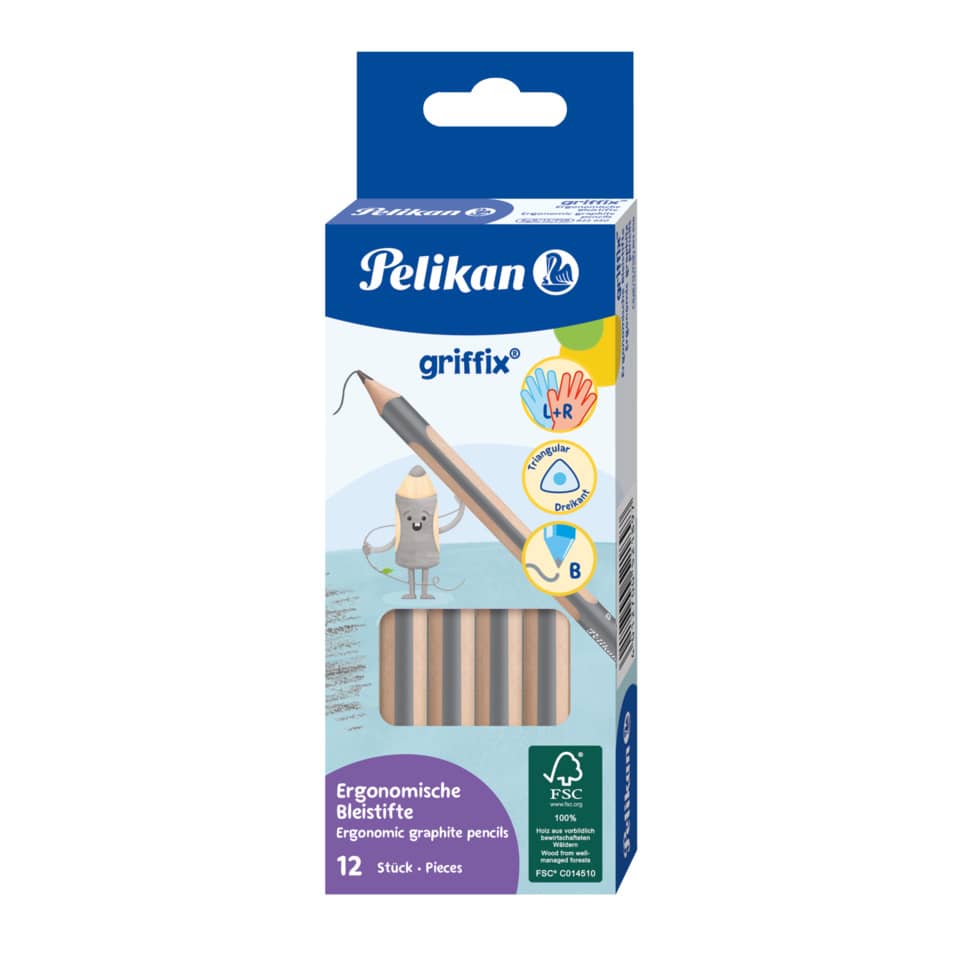 Bleistifte, Ergonomisch, Holzbleistifte, Schraffurstifte, 12 Stücke