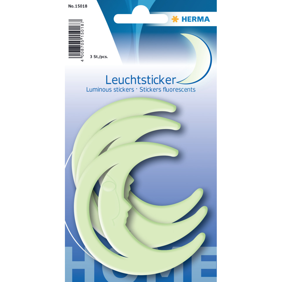 Leuchtsticker, Luminose Sticker, Mondform, Schwungklingen, Aufkleber-Set