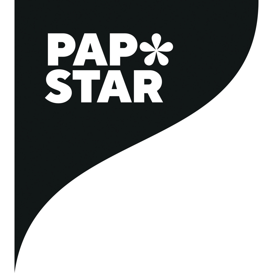 Logo, PAPSTAR, schwarz, Kurve, Design
