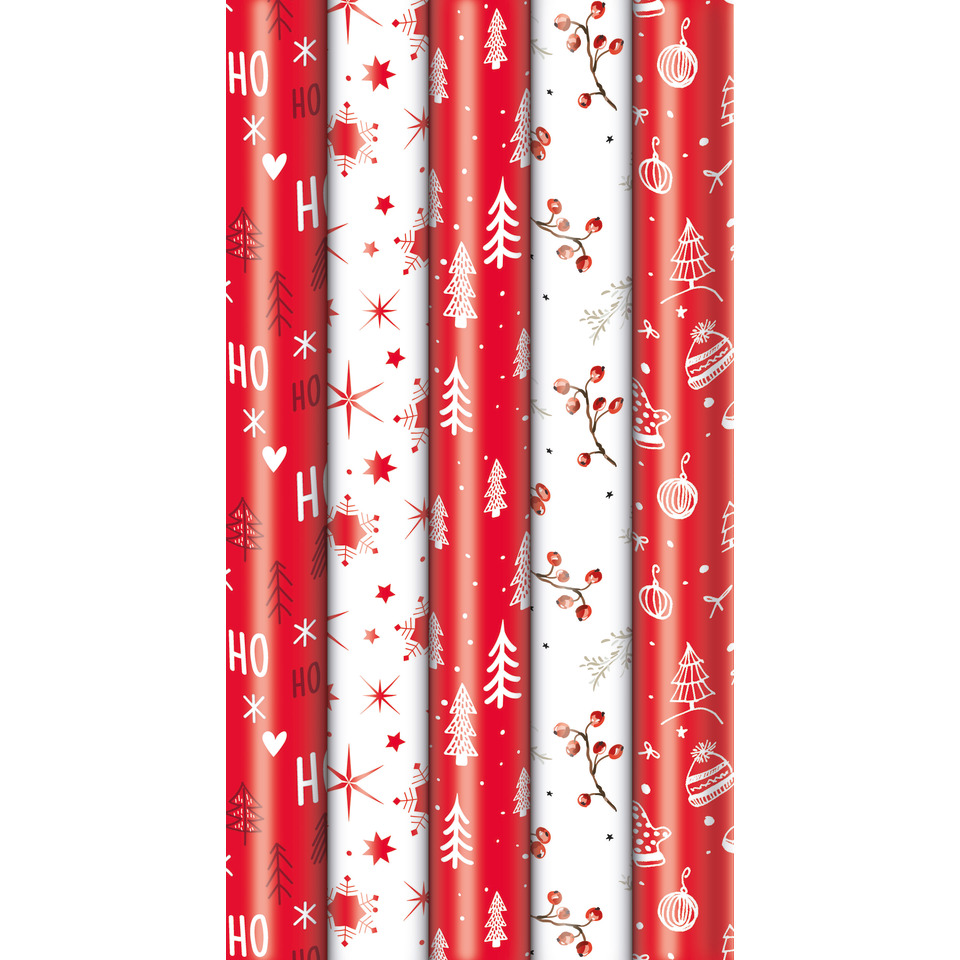Geschenkpapier, Weihnachtsmuster, Rot, Weihnachtliche Deko, Streifen Muster