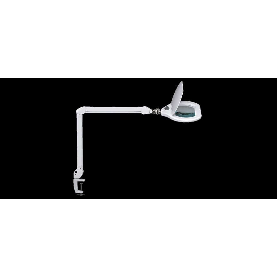 Arbeits-Lampe, Klemmhalter, Schwenkarm, LED-Lampe, weiss