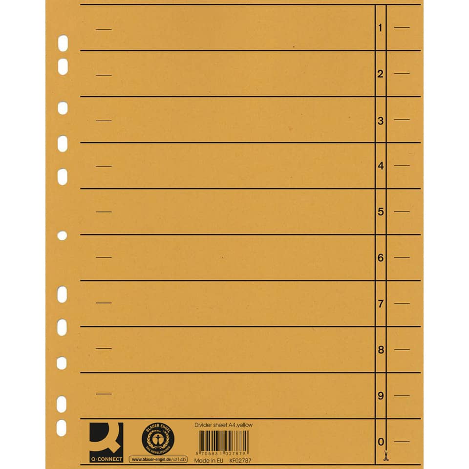 A4 Trenner, gelber Trenner, Perforierte Kanten, Büro Zubehör, Blatt-Organizer