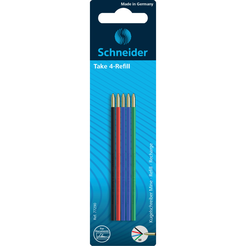 Kugelschreiber, Mine, Refill, 4er-Set, Buntstiftähnliche Spitze