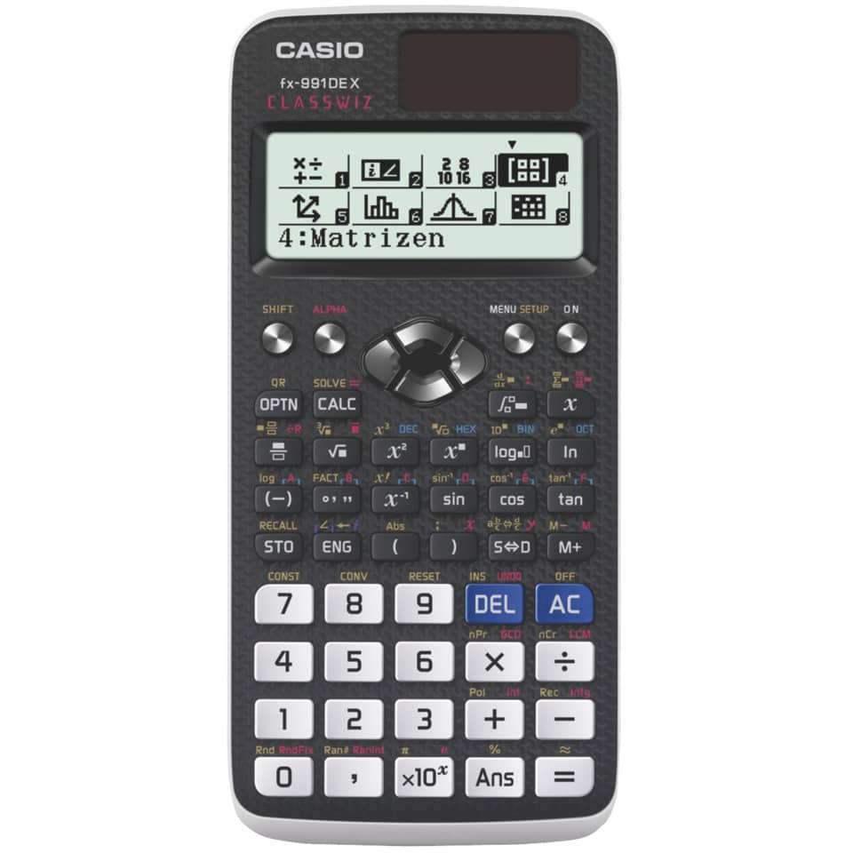 Graphing calculator, Casio fx-991DEX, scientific calculator, calculator keypad, display screen