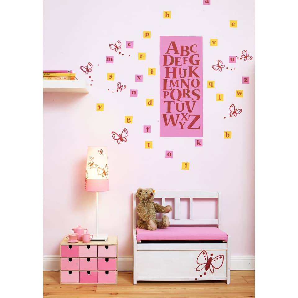 Kinderzimmer, Wanddekoration, ABC Alphabet, Spielzeug, Möbel