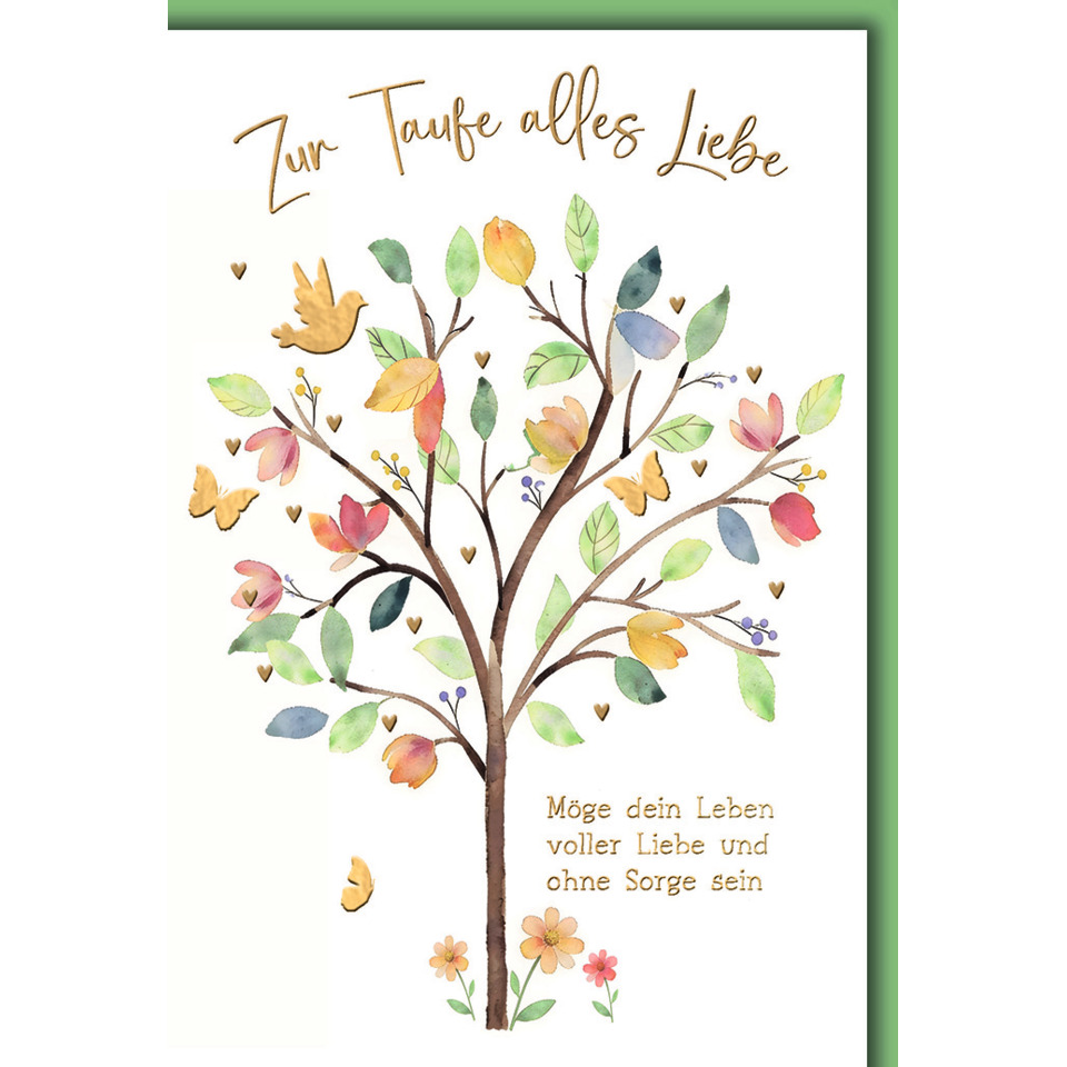 Baum Illustration, Herbstfarben, Blätter Baum, Vogel Motiv, Wunschkarte