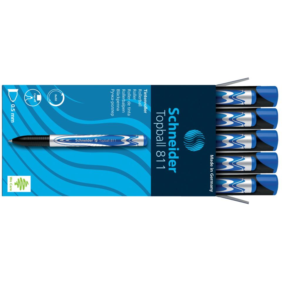 Schneider Topball 811, Kugelschreiber, Grau-Blau, Rollenkugelschreiber, nachfüllbar