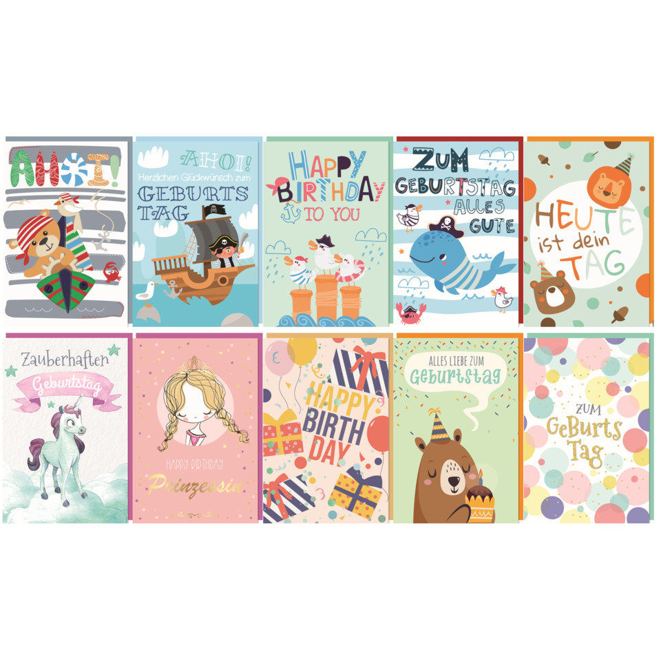 Geburtstag, Karten, Kinder, Cartoon, Tiere