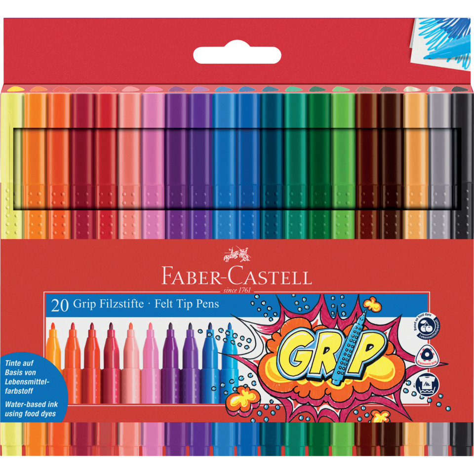 Faserschreiberetui Grip Colour, 20 Stück FABER CASTELL 155320