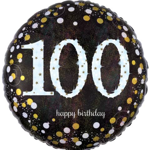 Folienballon Happy Birthday 100 Ø43cm, sparkling AMSCAN 3374401 Folienballon Happy Birthday 100 Ø43cm, sparkling AMSCAN 3374401