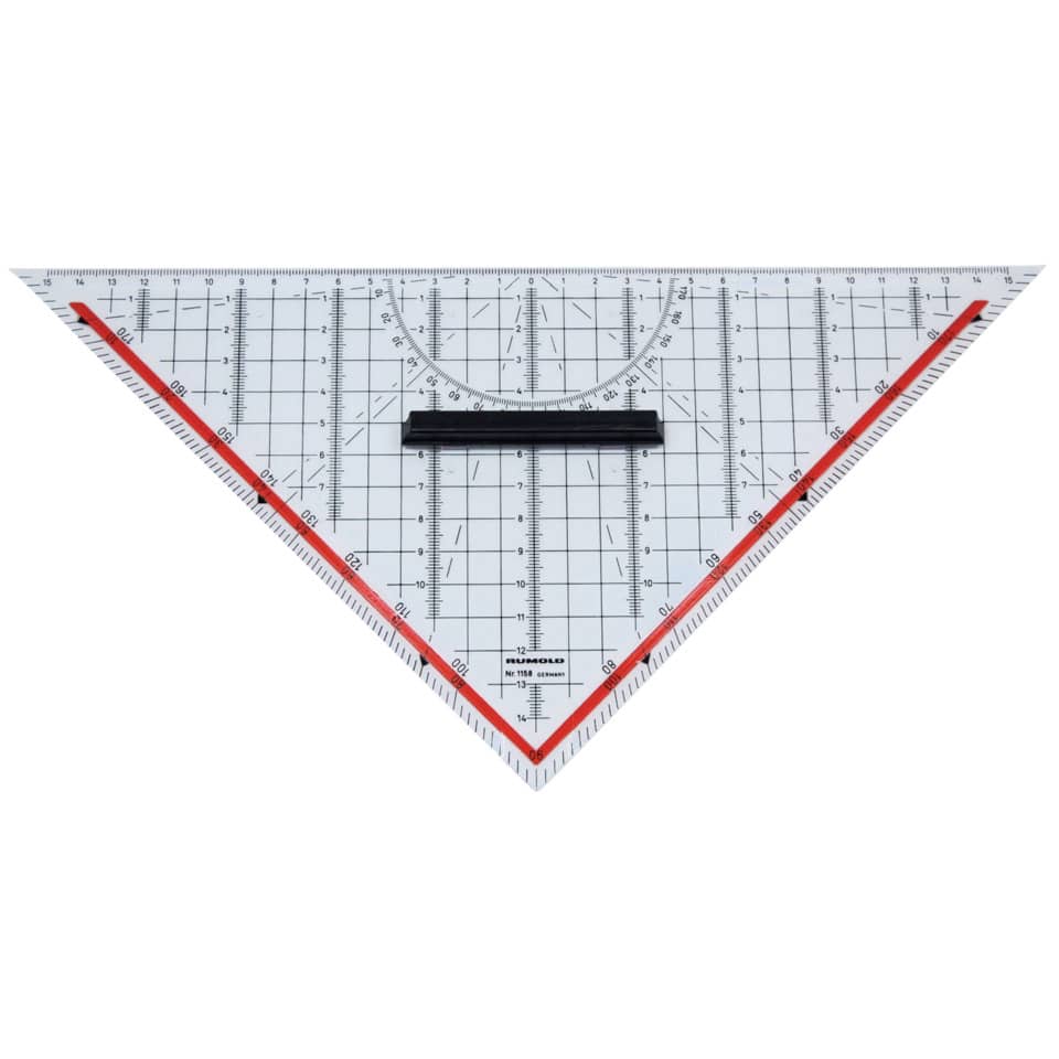 Dreieck, Lineal, Schrägwinkel-Lineal, Messschablone, Gummiform-Griff, Profi-Lineal