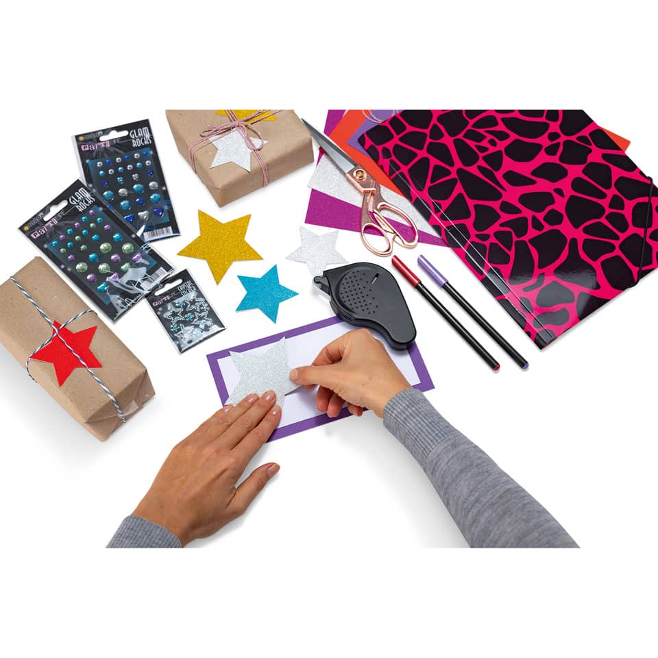 Crafting kit, Gift wrapping, Craft scissors, Glue, Stars shape